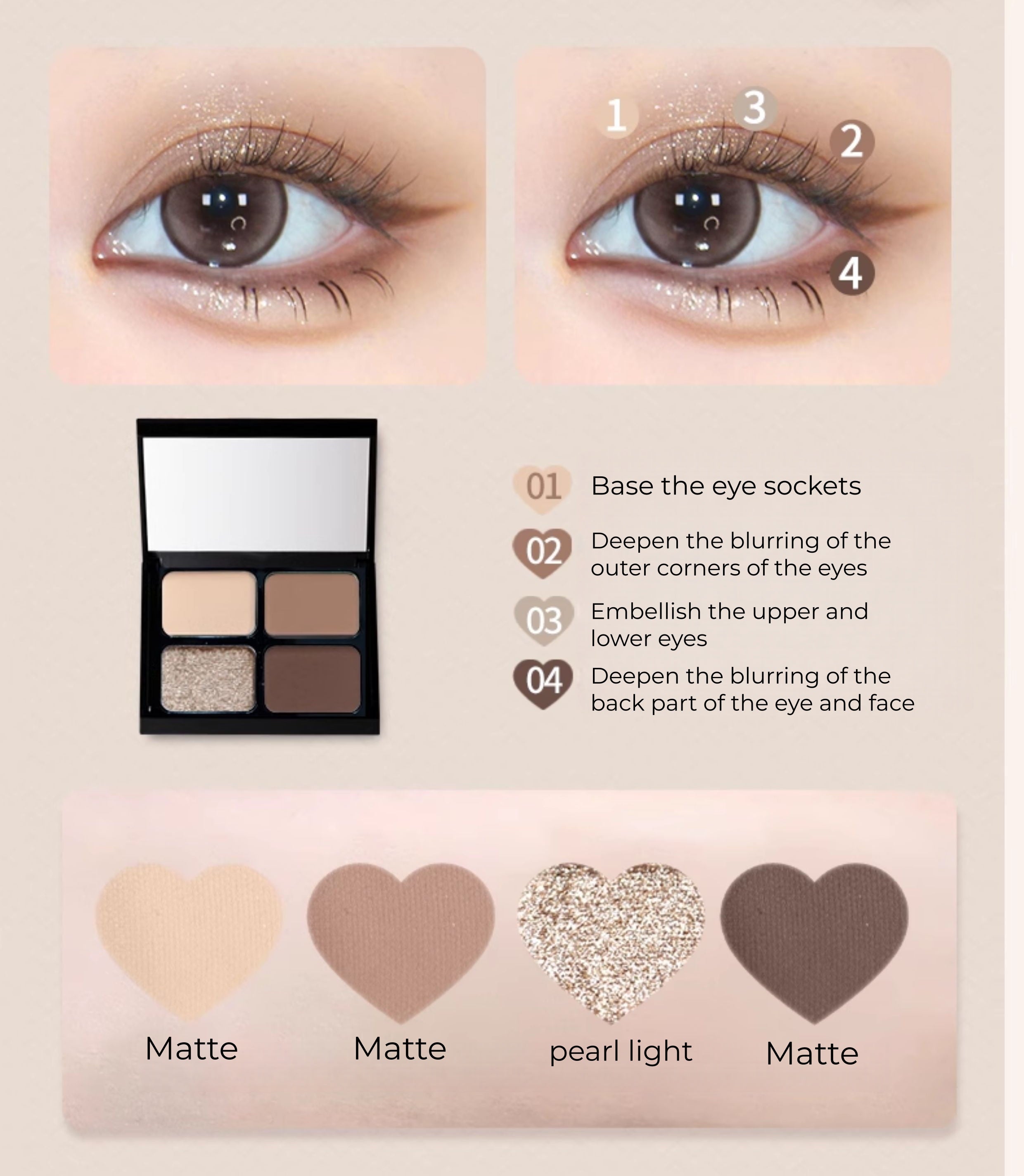 PUCO Live Up To World Collection 4-Color Eyeshadow Palette T5311