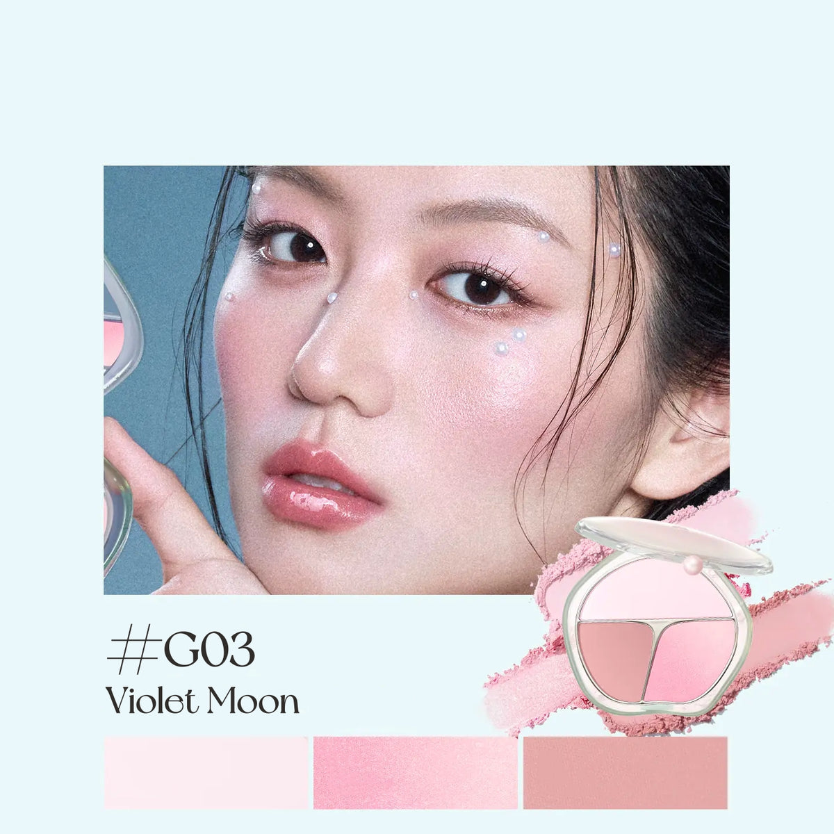 TIMAGE Matte & Satin 3-Color Gradient Blusher Palette T6050