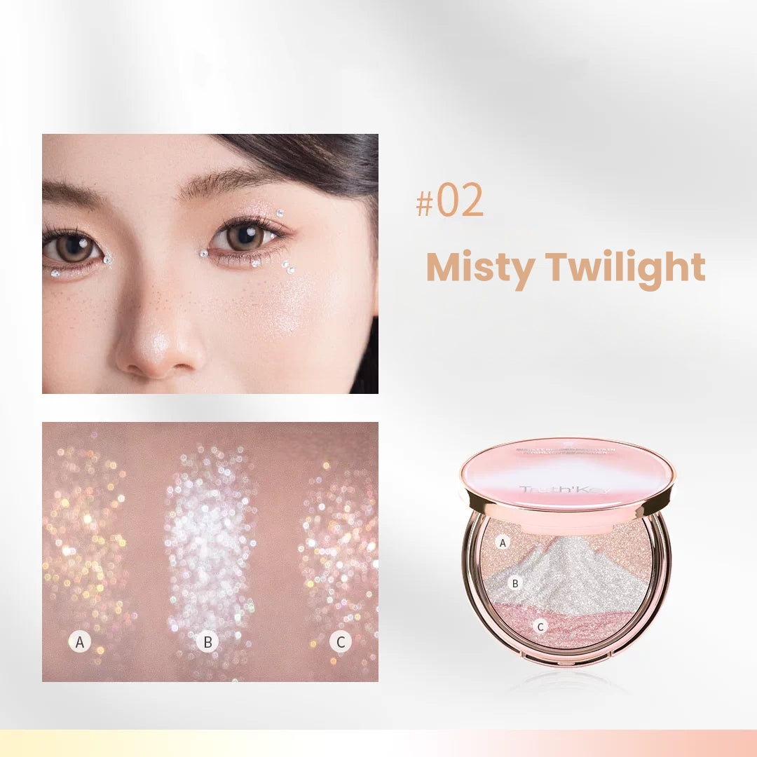 Truth'Key Golden Mountain at Sunrise Tri-Color Highlighter Cream T5790