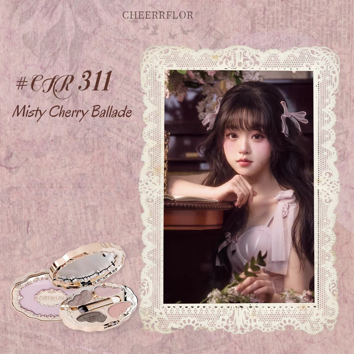 CHEERFLOR Dream Music Box Collection 4-color Eyeshaodw Palette T5710