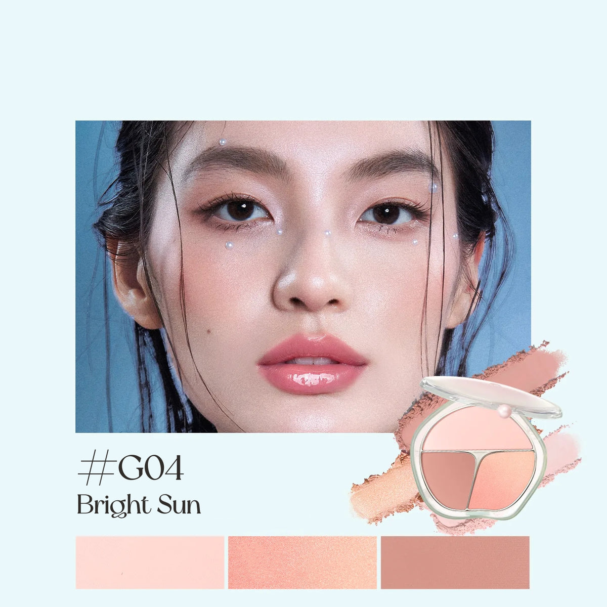 TIMAGE Matte & Satin 3-Color Gradient Blusher Palette T6050