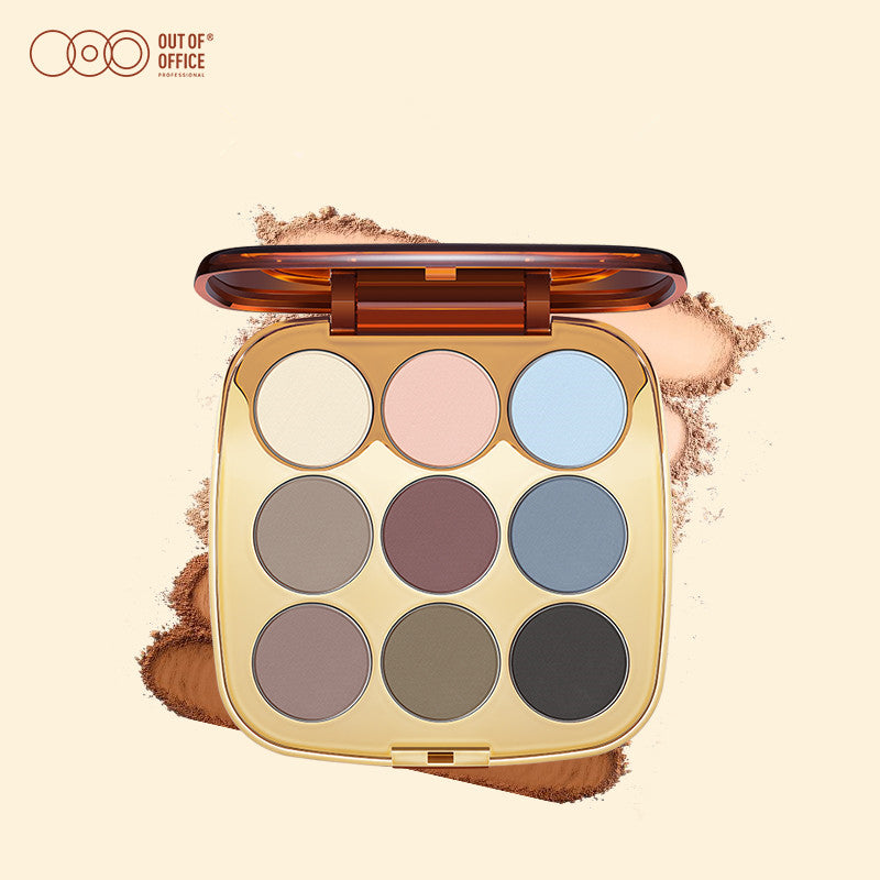 OUT-OF-OFFICE 9 Color Pearlescent Shimmer Matte Eyeshadow Palette T3759