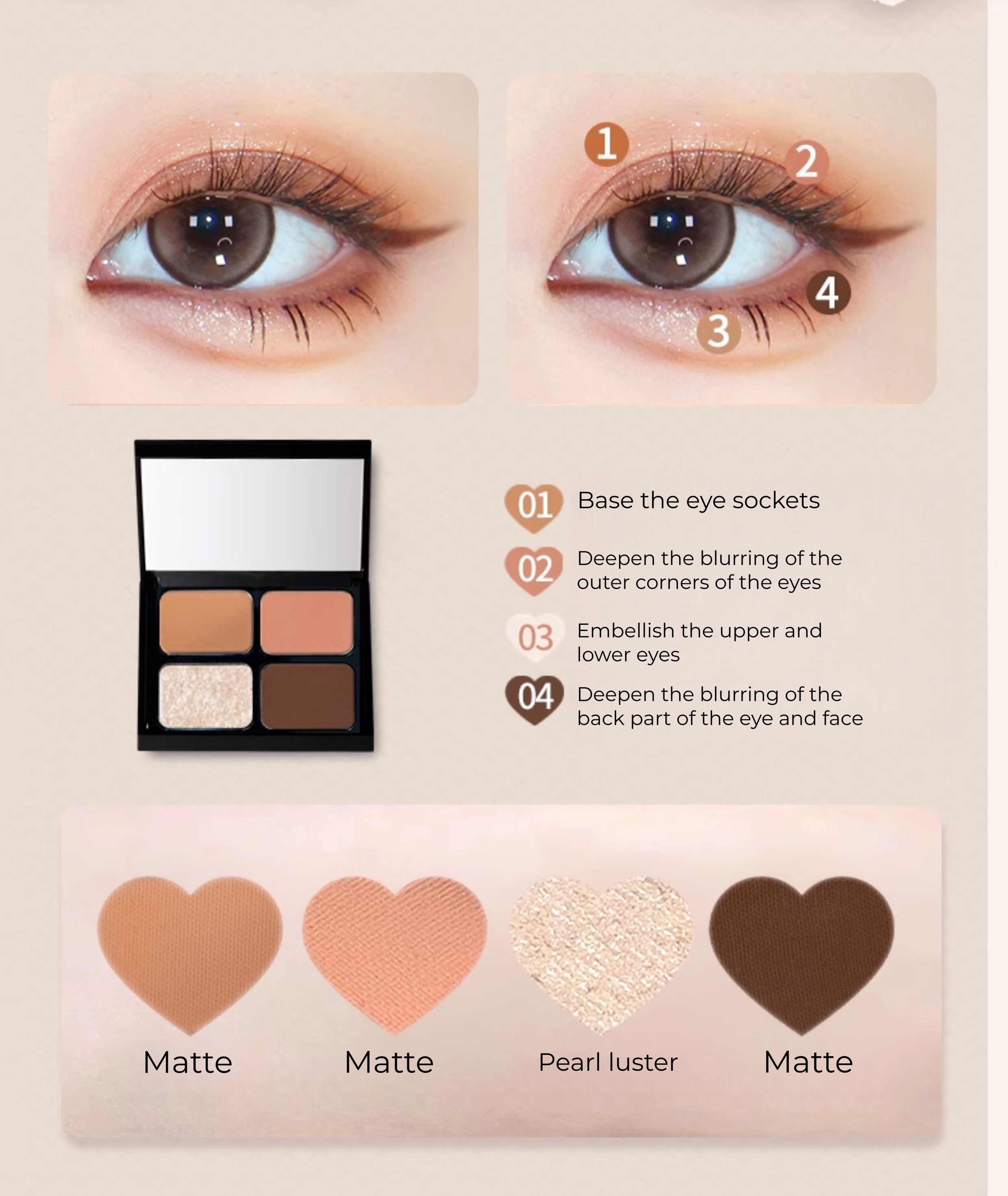 PUCO Live Up To World Collection 4-Color Eyeshadow Palette T5311