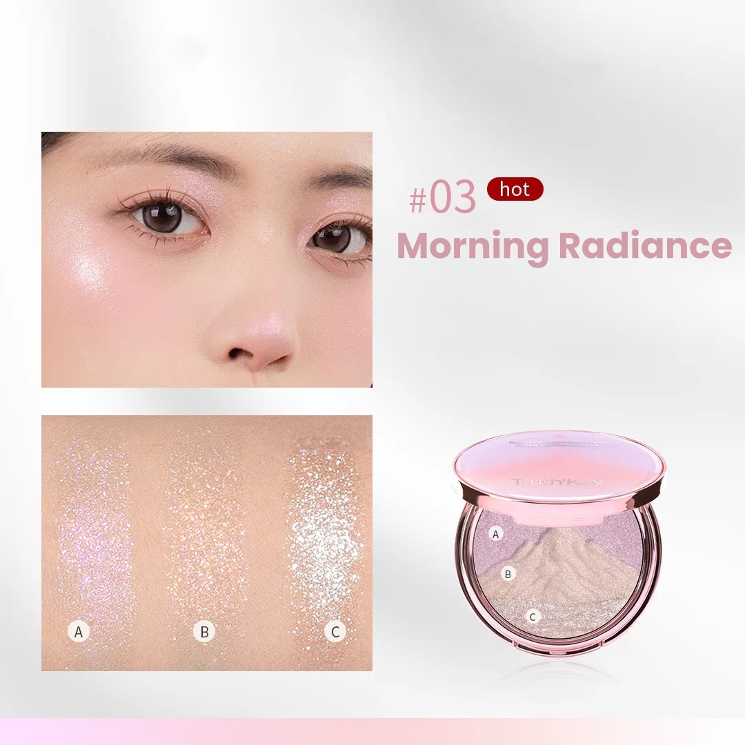 Truth'Key Golden Mountain at Sunrise Tri-Color Highlighter Cream T5790