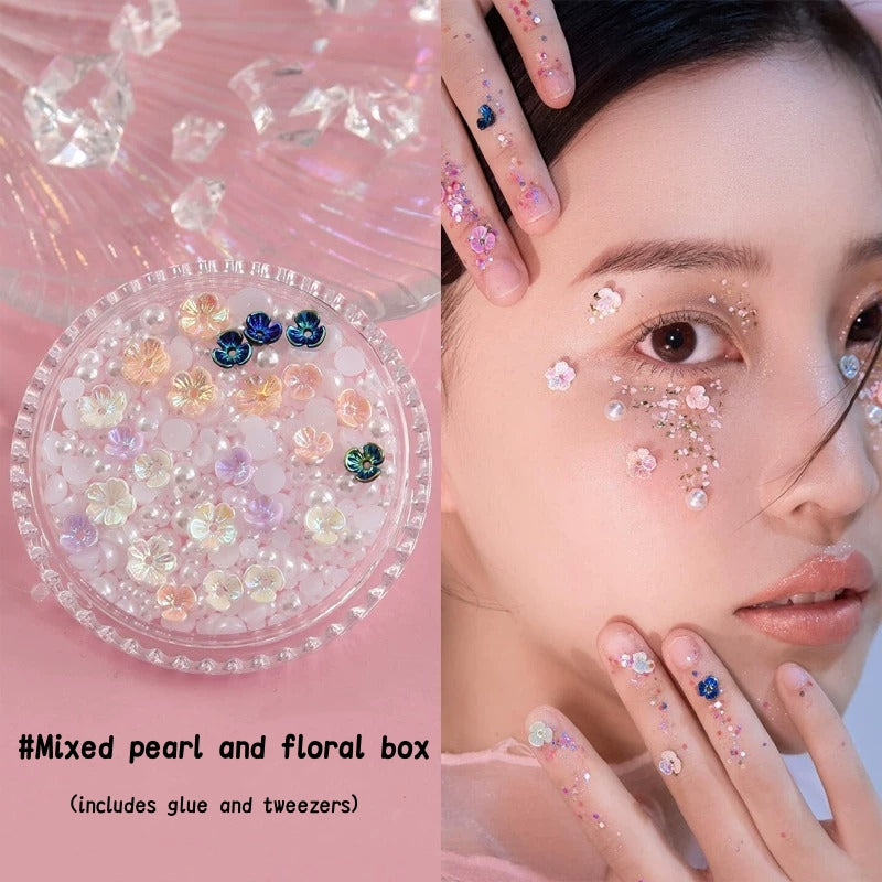 AmazingGirl Glittery Sequin Pearl Butterfly Face Makeup Stickers T5907