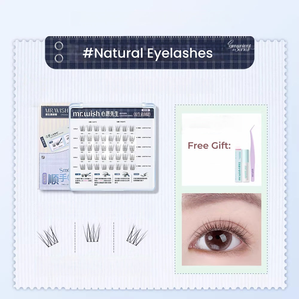 MR.WISH X Fluffy Lili Short Natural Glue-free False Eyelashes T5651
