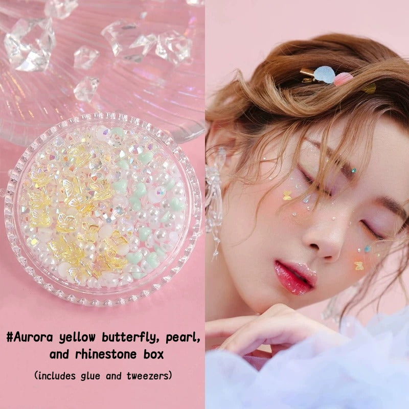 AmazingGirl Glittery Sequin Pearl Butterfly Face Makeup Stickers T5907