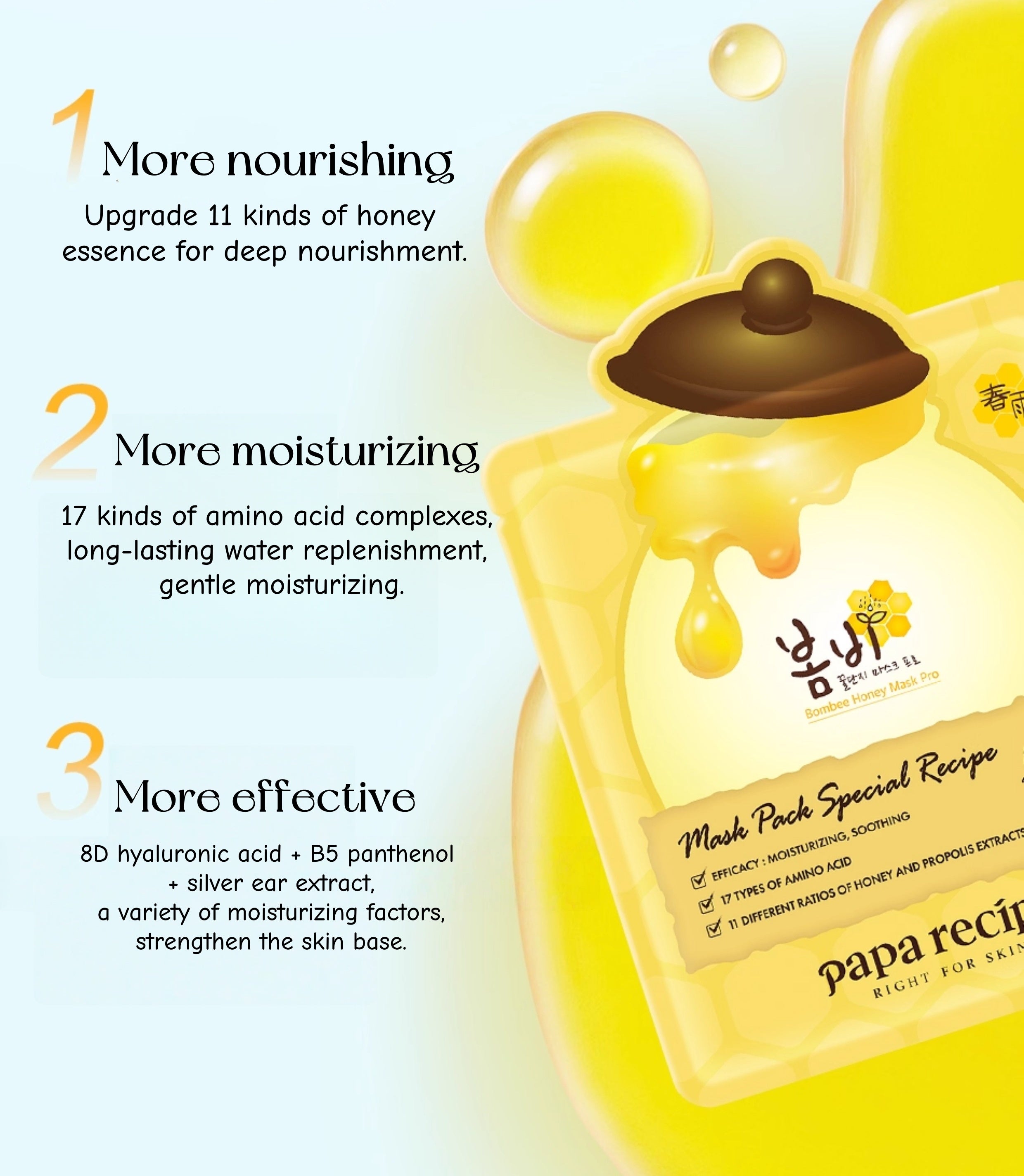 Papa Recipe Yellow Honey Can Hyaluronic Acid Moist & Soothe Facial Mask (3.0) 20 Pcs T5057