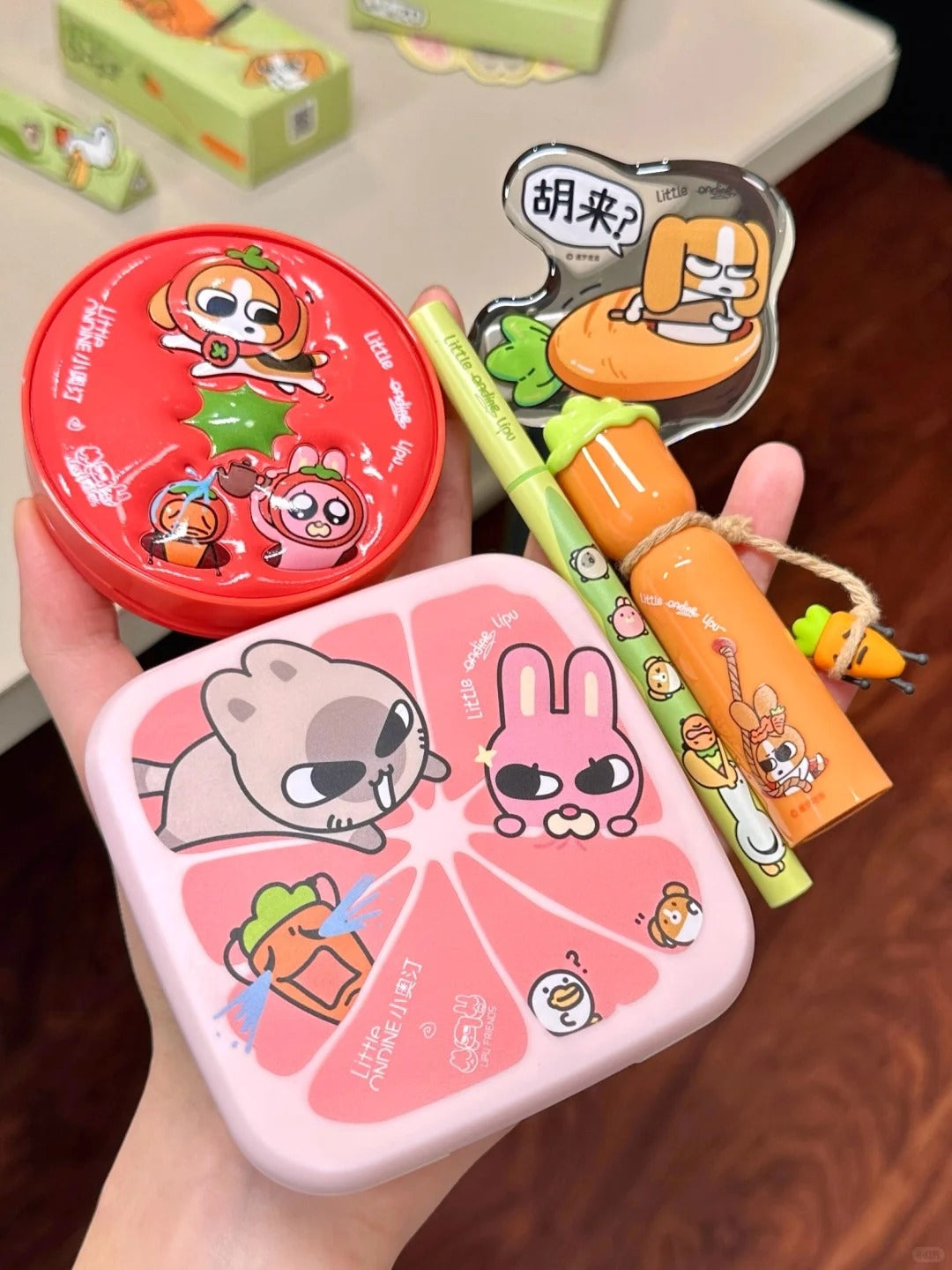 Little Ondine X Lipu Friends Makup Collection Lip Glaze & Foundation & Eyeliner & Makeup Palette T5010