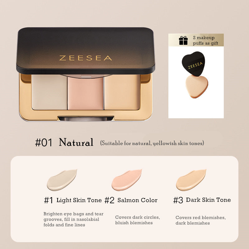 ZEESEA Soft Light Moisture Tri-Color Flawless Concealer Palette T3254