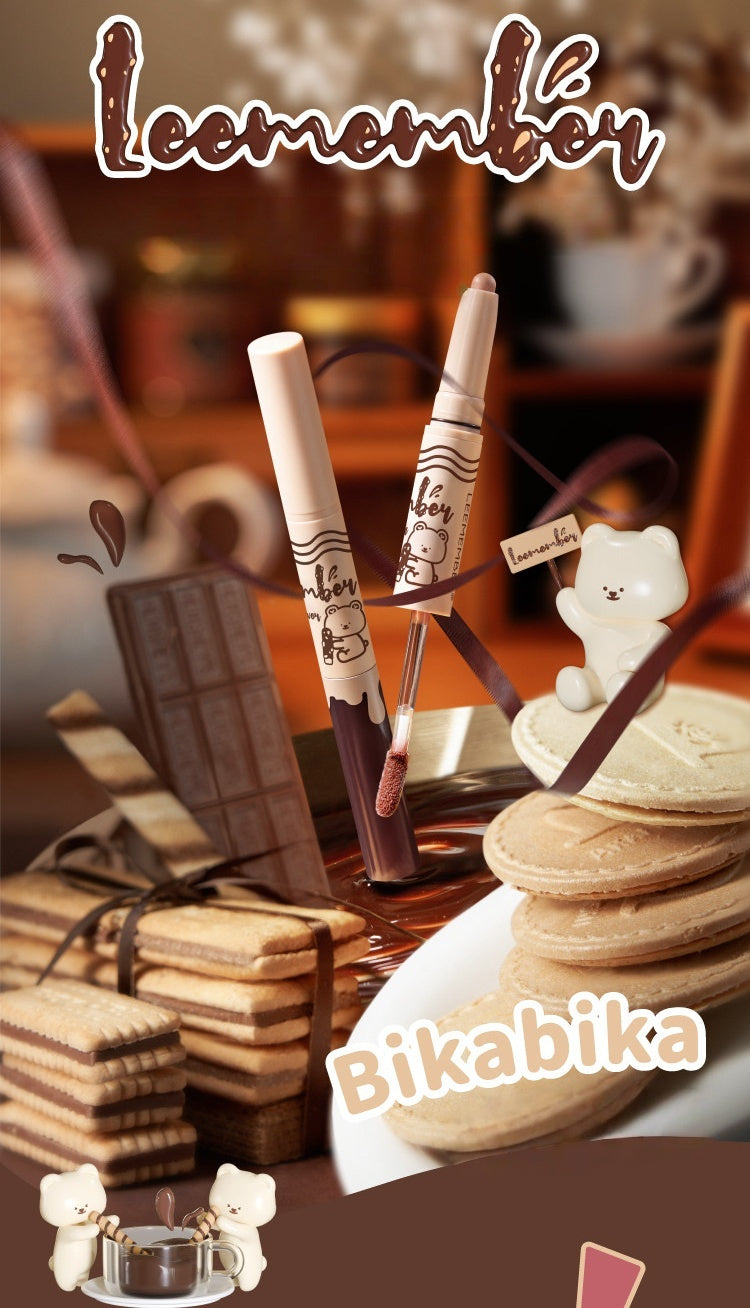 LEEMEMBER Chocolate Bar Collection Double-head Glossy Lip Liner Pen & Lip Gloss T5450