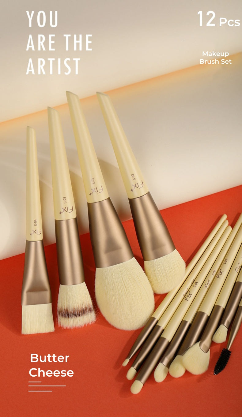 FIX+ Butter Cheese Collection Professional Makeup Brush 12 Pcs Set T4910