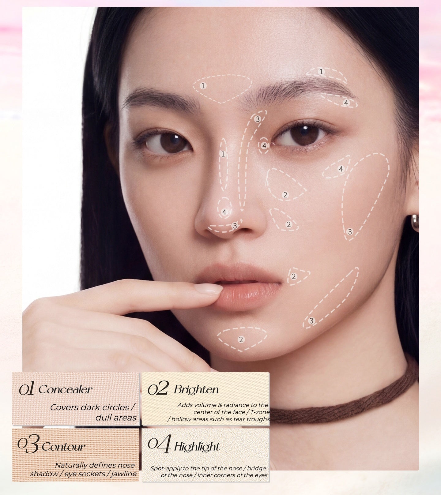 MOOEKISS Pink Blue Collection 3-color Highlighter Contour Palette T5671