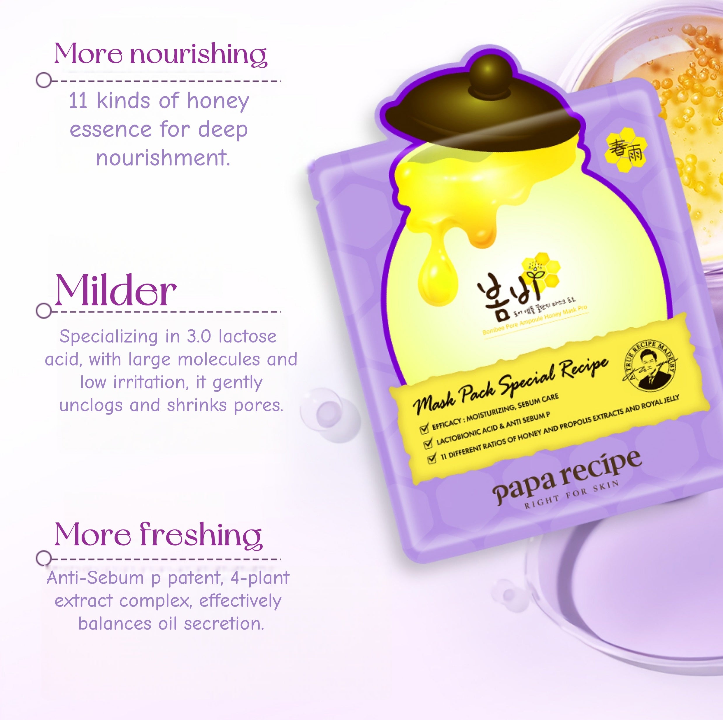 Papa Recipe Purple Honey Can Gentle Exfoliation Facial Mask (3.0) 16 Pcs T5061