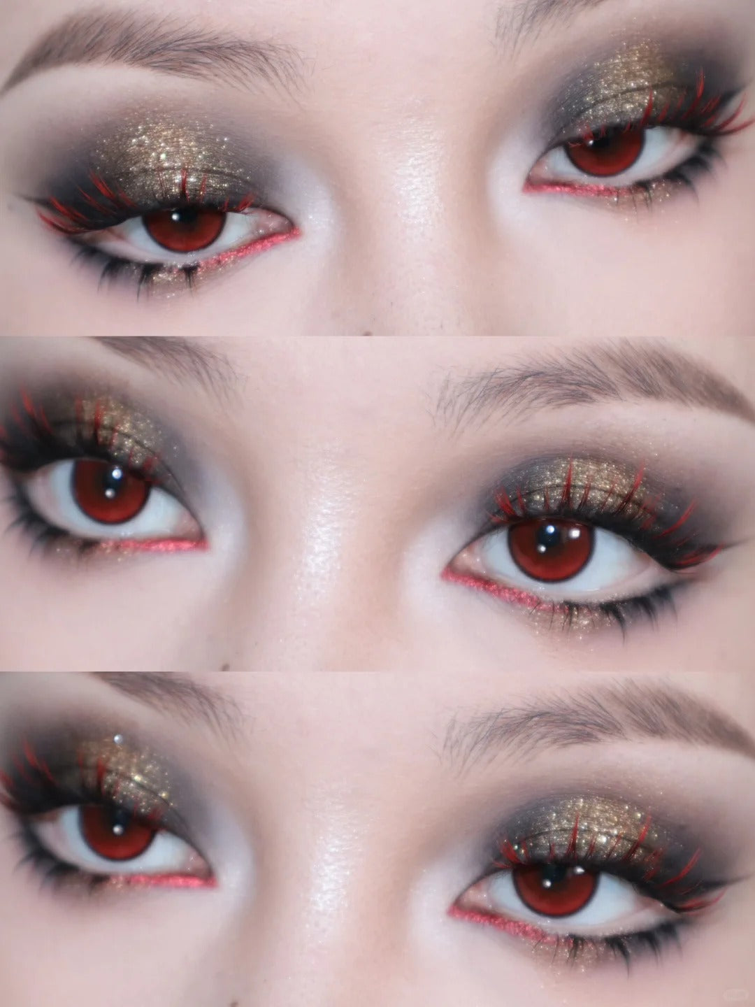 Gaoashes X freya86 Red & Black Gradient False Eyelashes UF21 Red Tooth Rabbit T4164