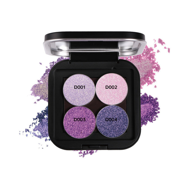 DE'LANCI Love Purple 4-farvet polariseret holografisk øjenskyggepalette T4227