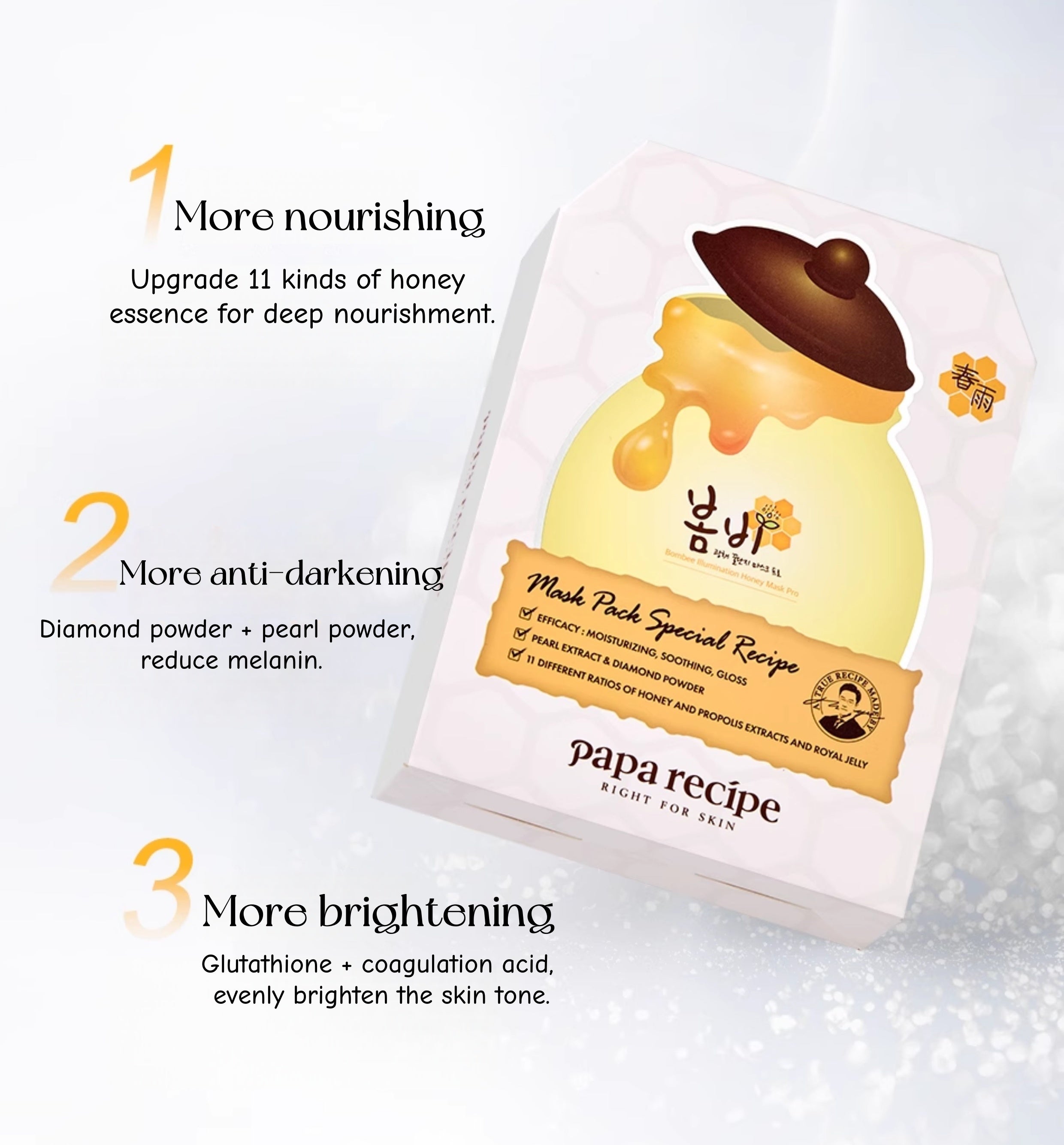 Papa Recipe White Honey Can Brighten Moisturizing Facial Mask 20 Pcs T5058