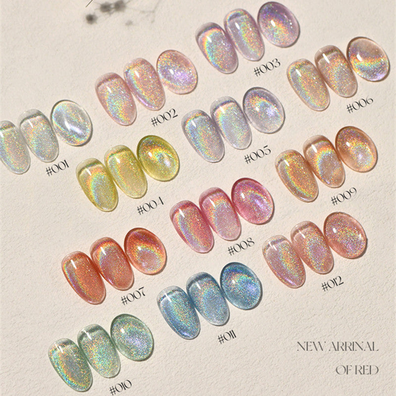 KellyKessa 15ml Rainbow Holographic Cat Eye Gel Polish T4052