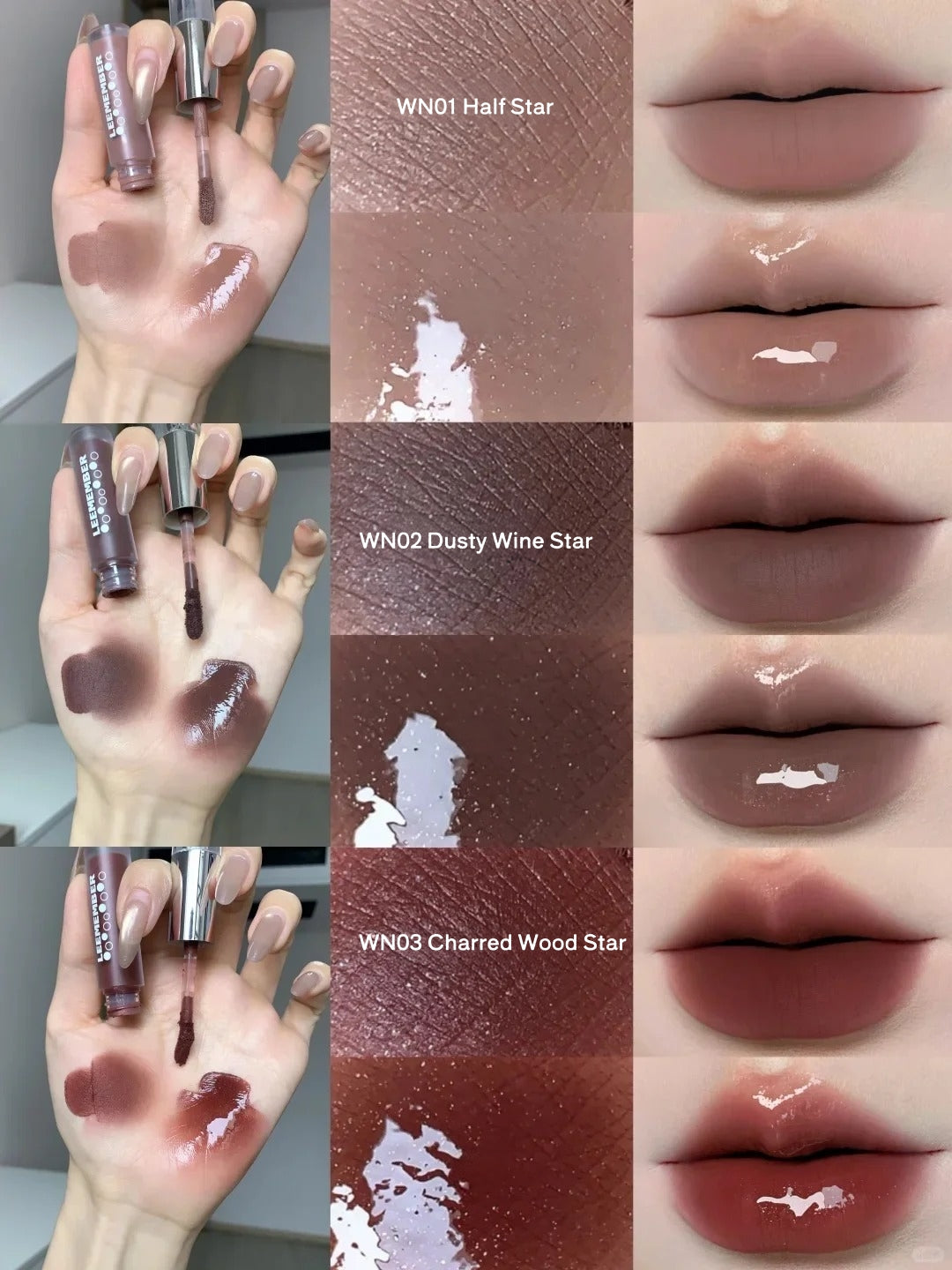 LEEMEMBER Red Wine Collection Matte & Glossy Lip Glaze T5535