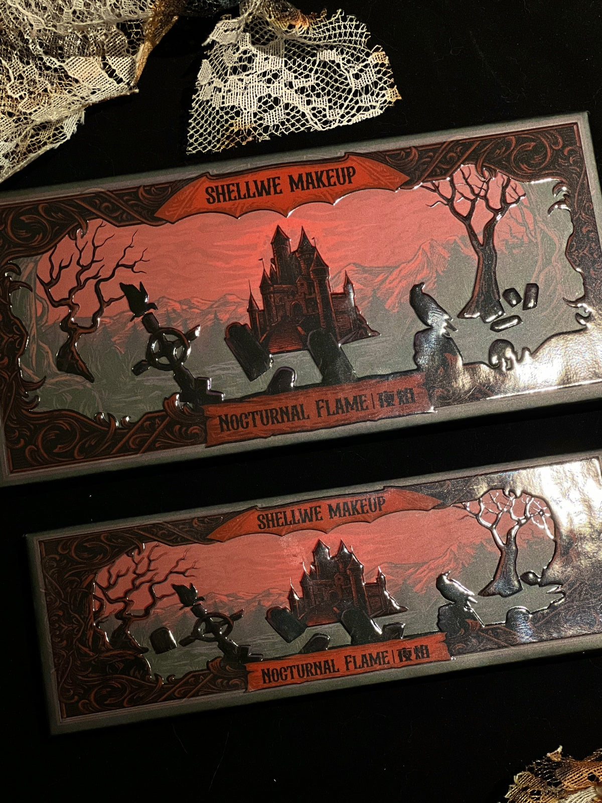 SHELLWE MAKEUP X Ghoul Nocturnal Flame Collection Eyeshadow Palette & Lip Gloss T5403