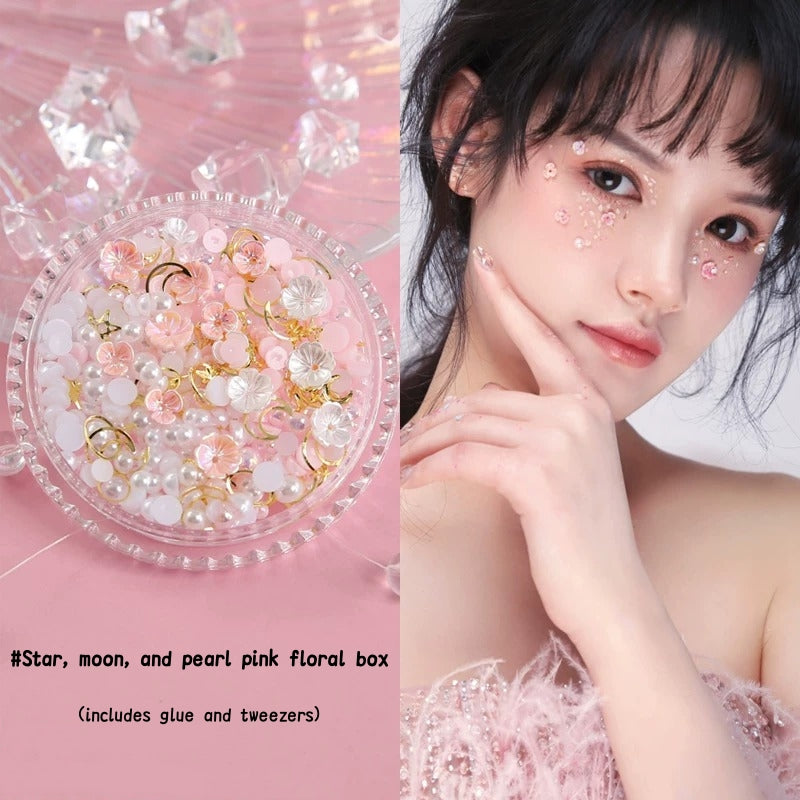 AmazingGirl Glittery Sequin Pearl Butterfly Face Makeup Stickers T5907