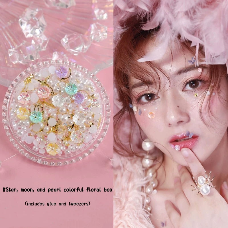 AmazingGirl Glittery Sequin Pearl Butterfly Face Makeup Stickers T5907