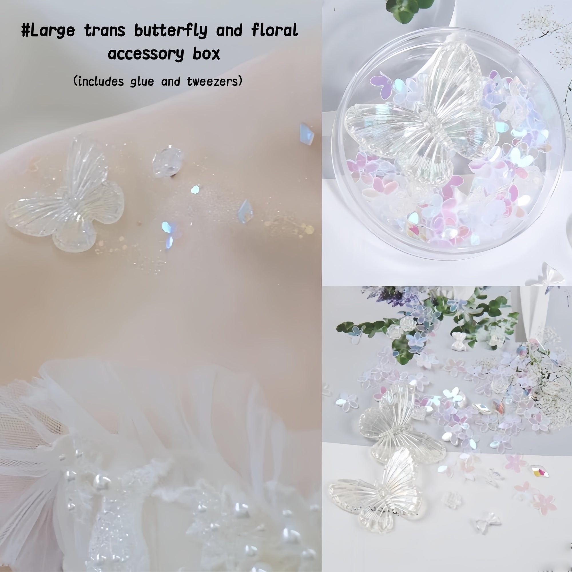 AmazingGirl Glittery Sequin Pearl Butterfly Face Makeup Stickers T5907