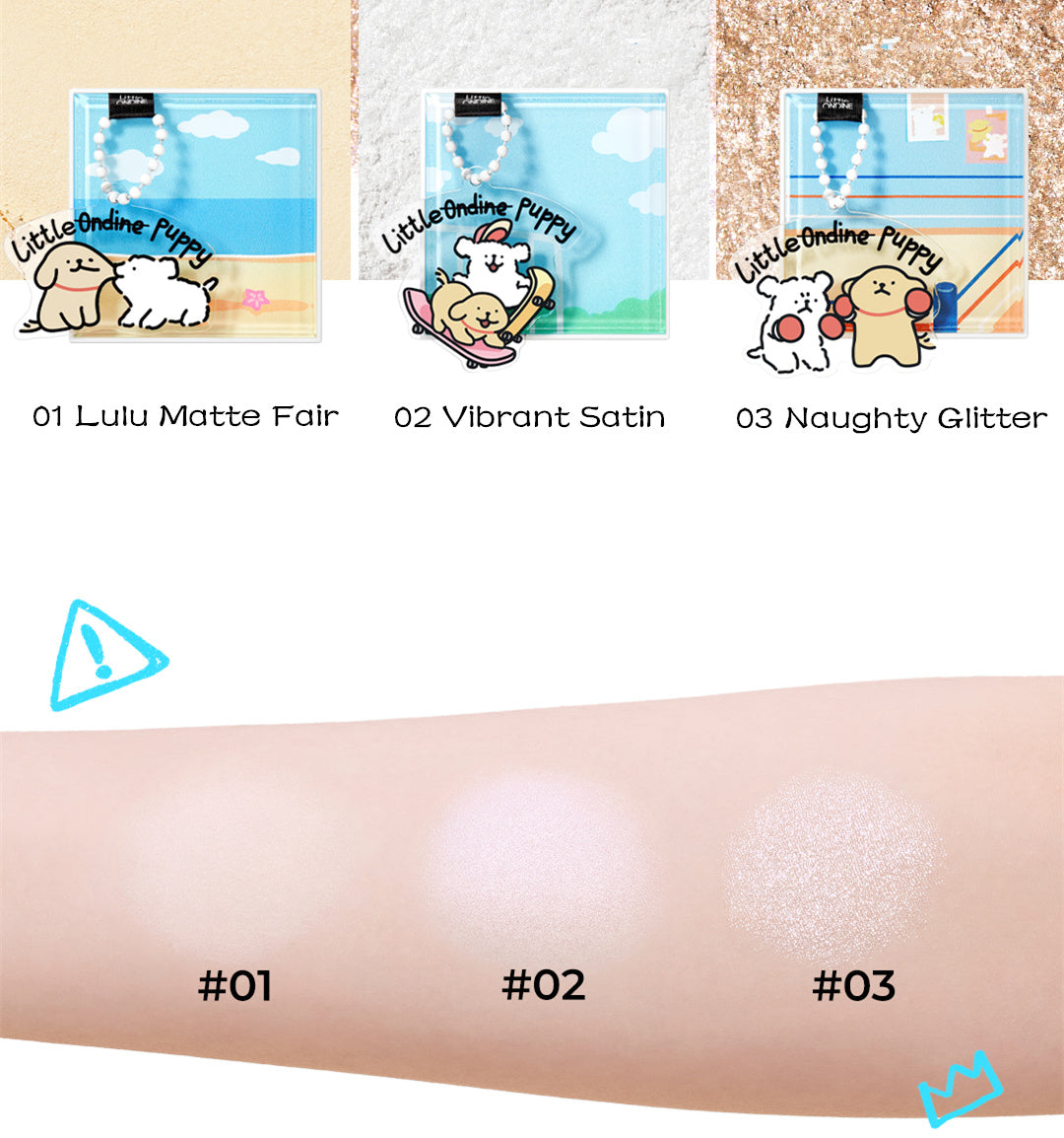 LITTLE ONDINE Puppy Hug Series Glitter & Matte Highlighter Powder T3797