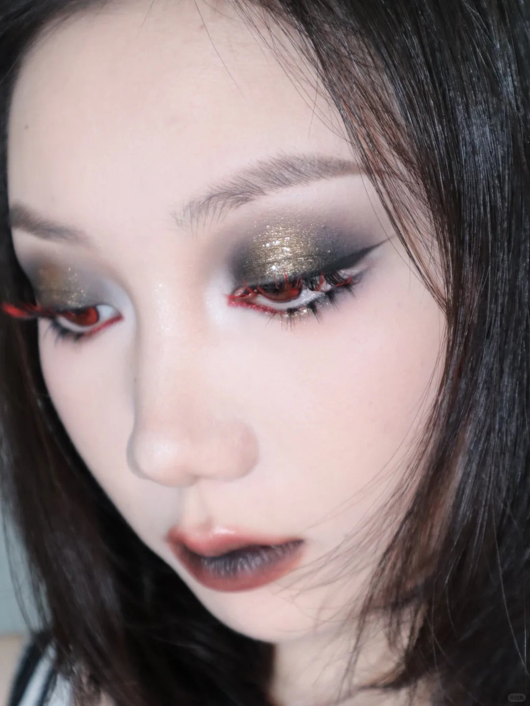 Gaoashes X freya86 Red & Black Gradient False Eyelashes UF21 Red Tooth Rabbit T4164