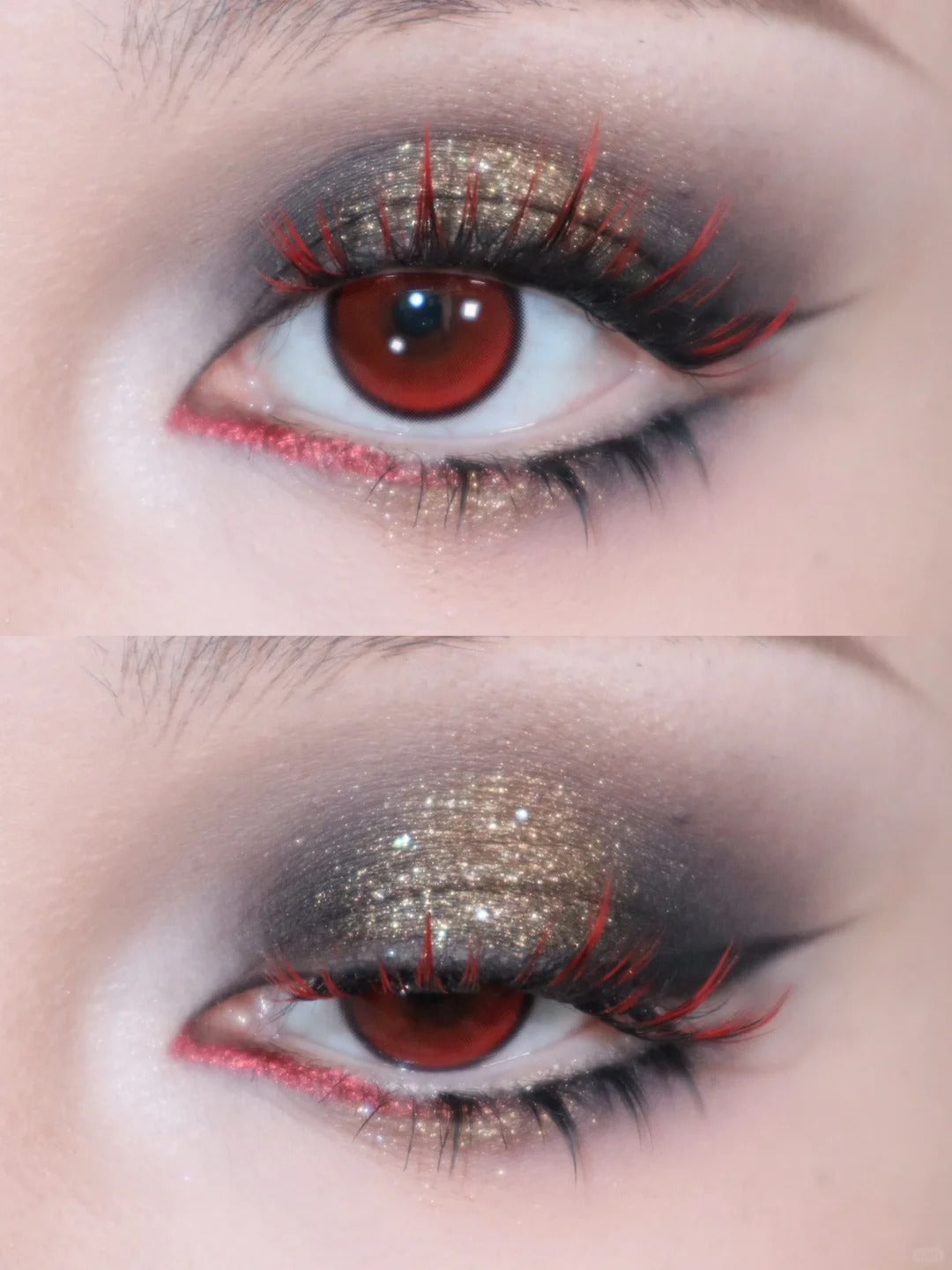 Gaoashes X freya86 Red & Black Gradient False Eyelashes UF21 Red Tooth Rabbit T4164