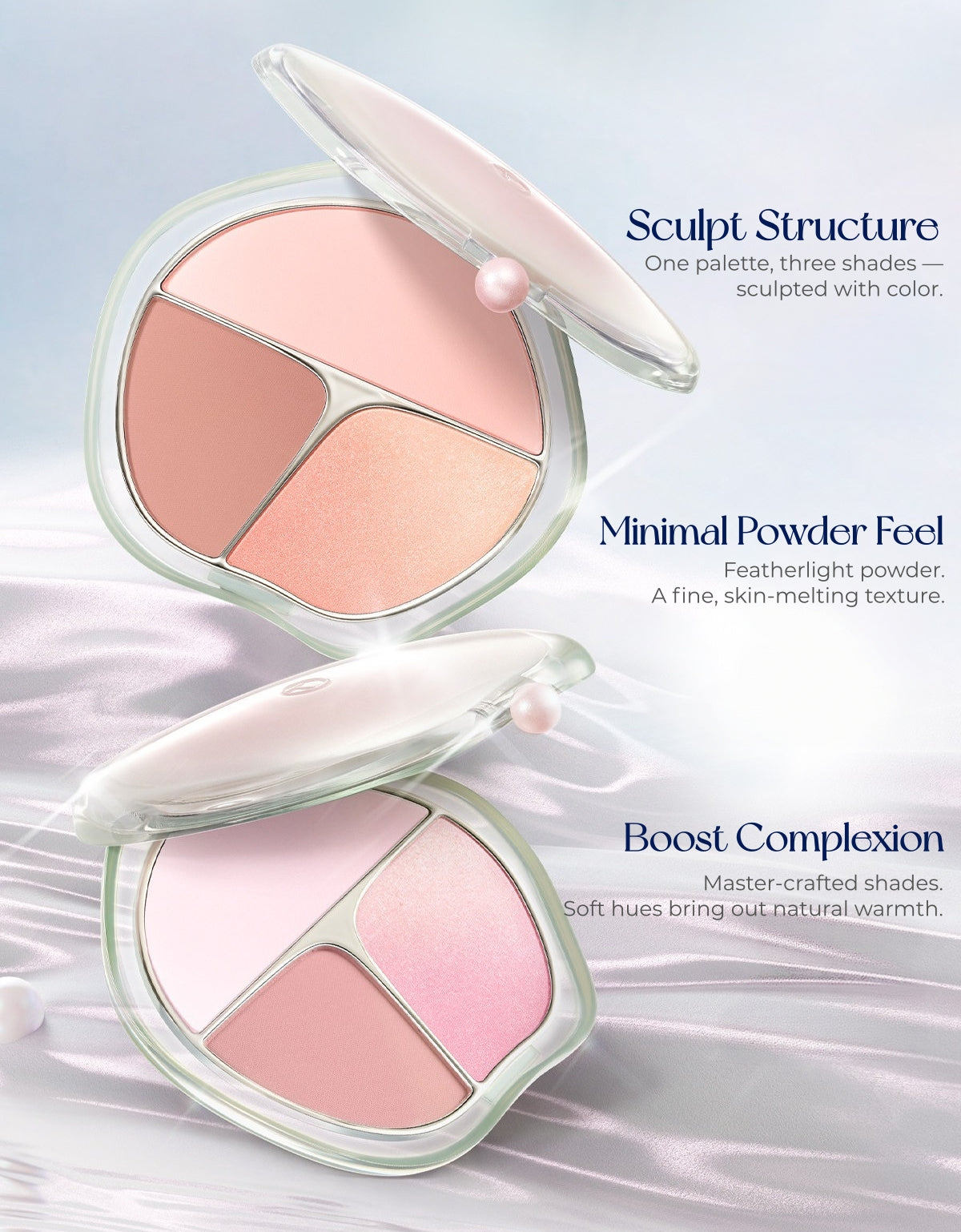 TIMAGE Matte & Satin 3-Color Gradient Blusher Palette T6050