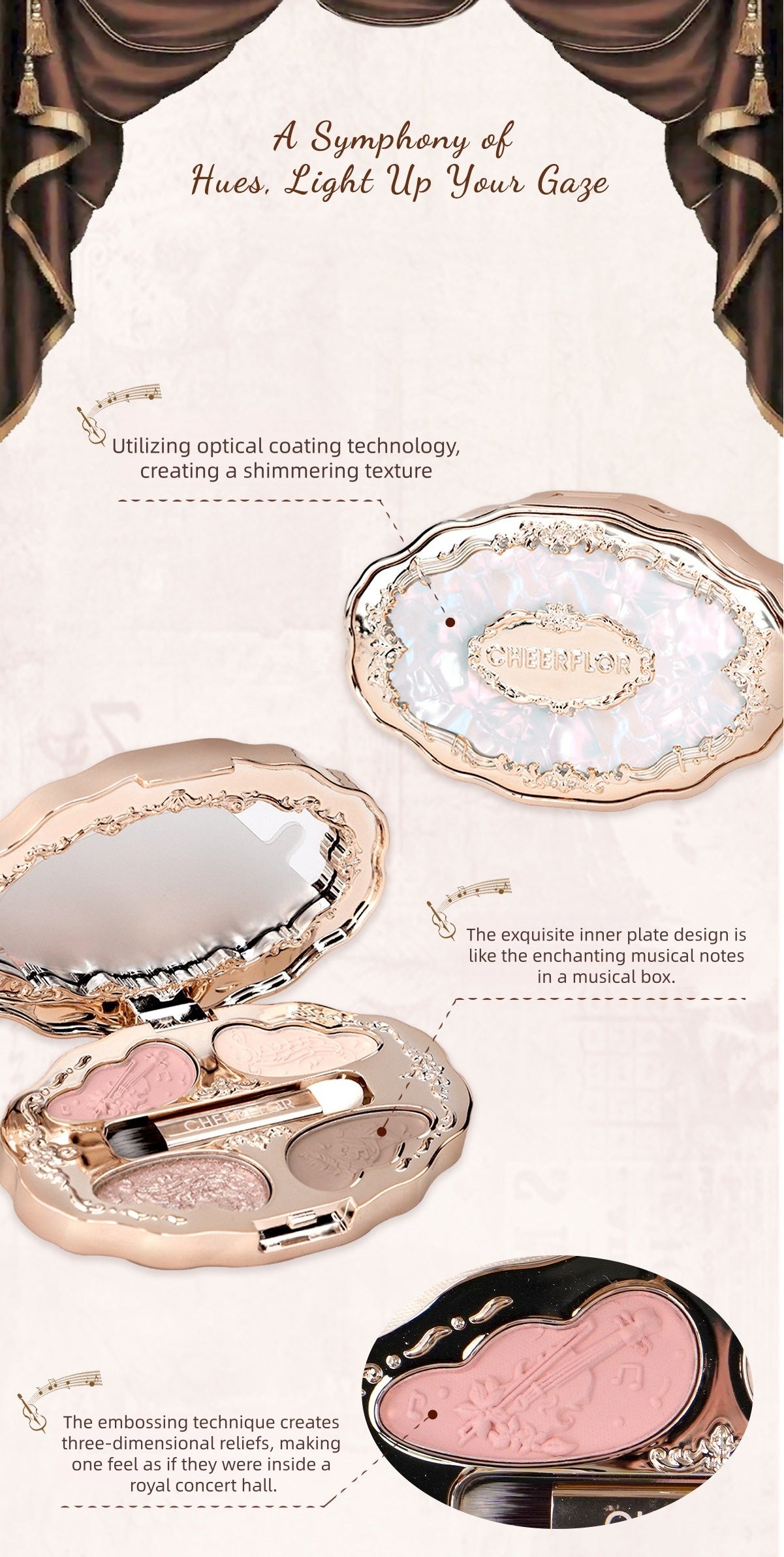 CHEERFLOR Dream Music Box Collection 4-color Eyeshaodw Palette T5710