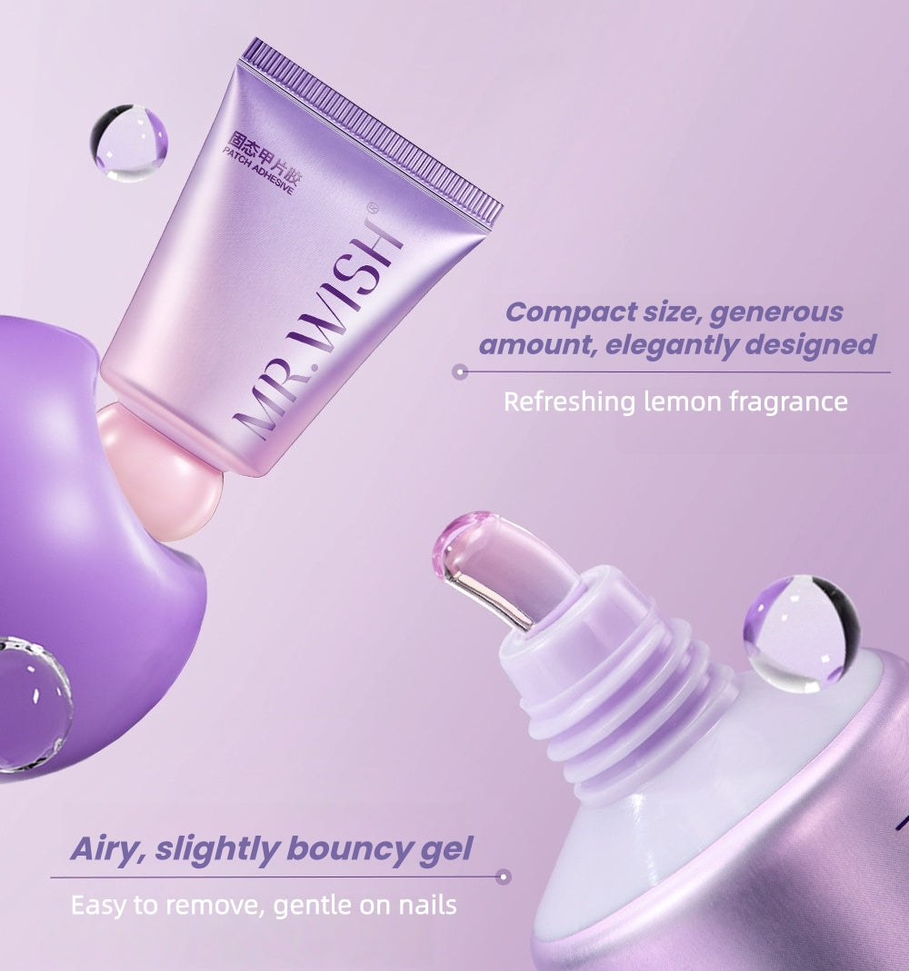 MR.WISH Chubby Purple Solid Nail Tips Glue T5770