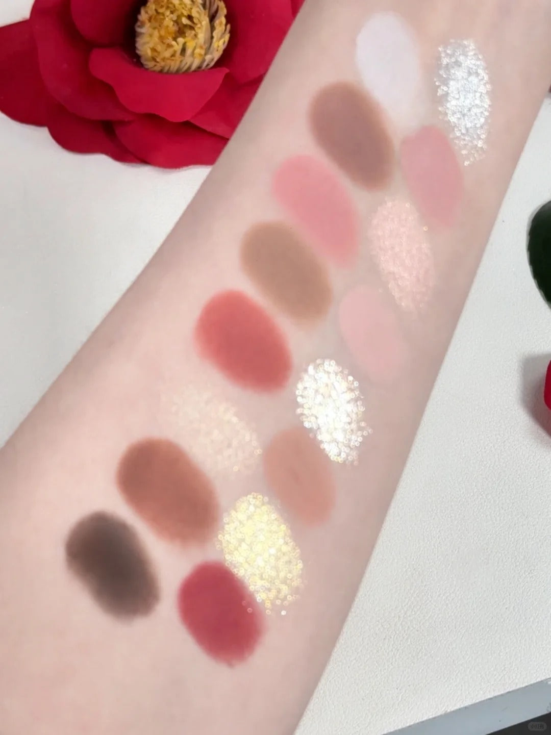 QianYan Red Camellia In Snow 16-Color Eyeshadow Palette T4193