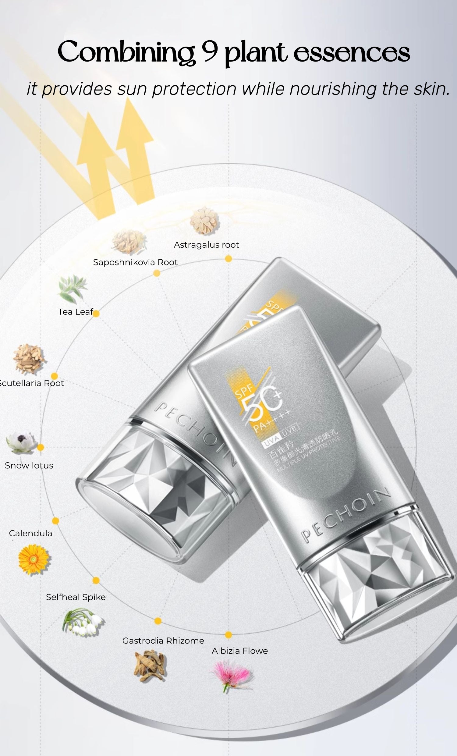 PECHOIN Waterproof UV Protection Sunscreen Cream SPF50+ PA++++ T5180