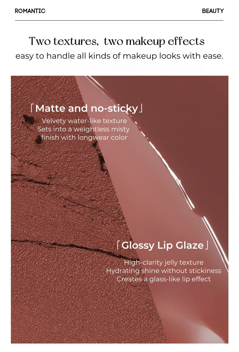 ROMANTIC BEAUTY Double-head Matte & Glossy Lip Glaze T4881