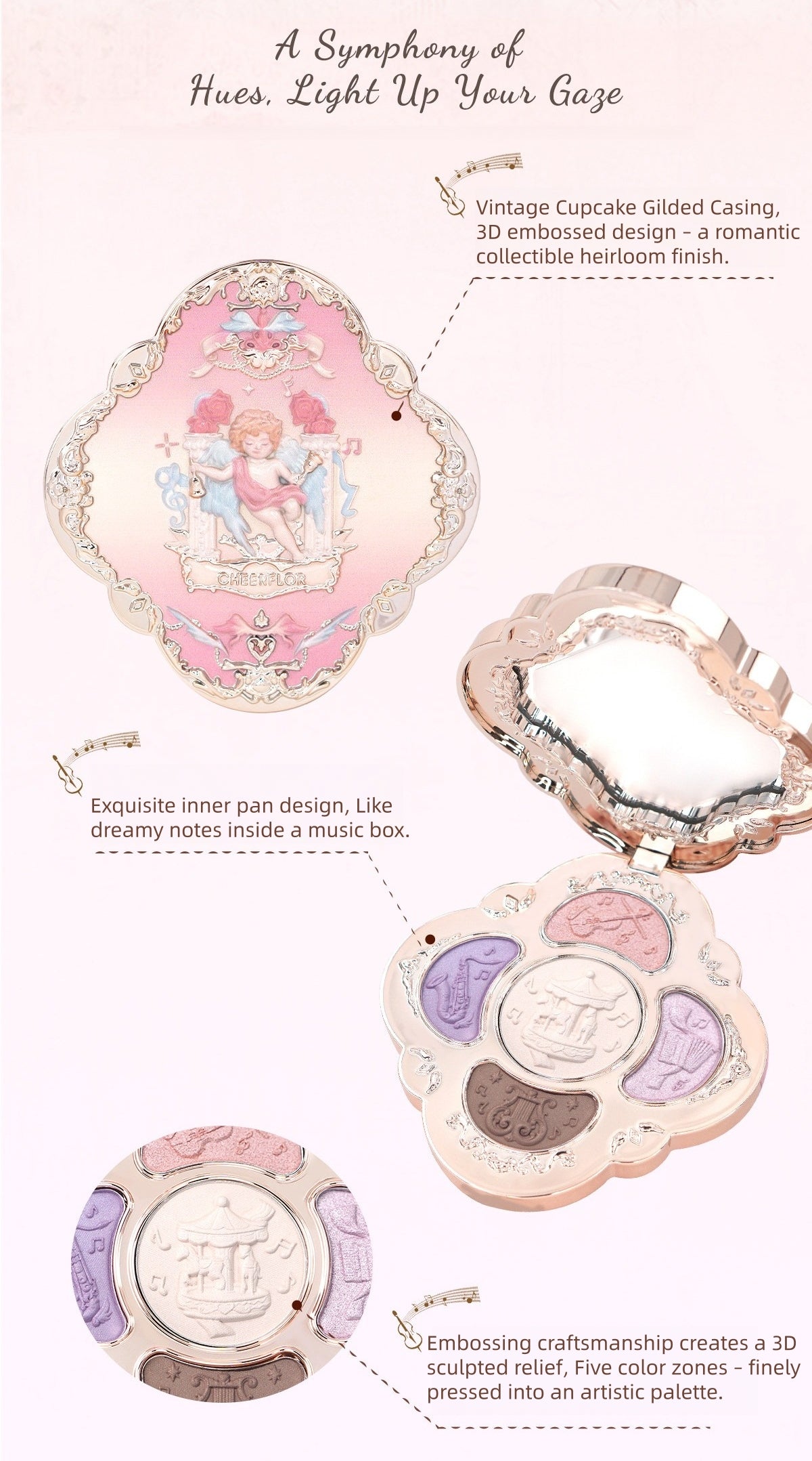 CHEERFLOR Dream Melody Box Collection 5-color Eyeshadow Palette T5780