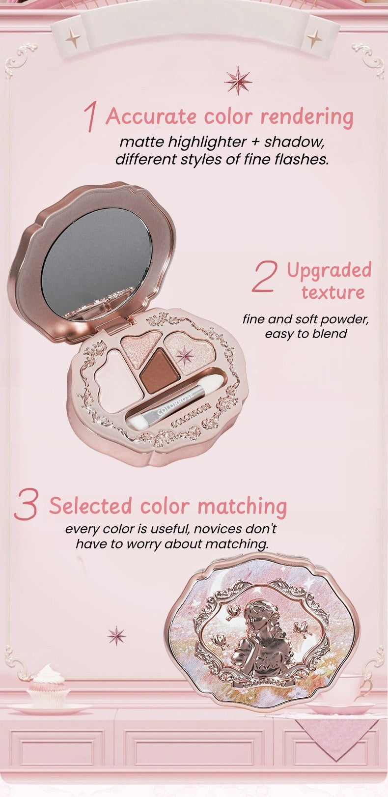 COLORROSE 4-color Vitality Eyeshadow Palette T5583