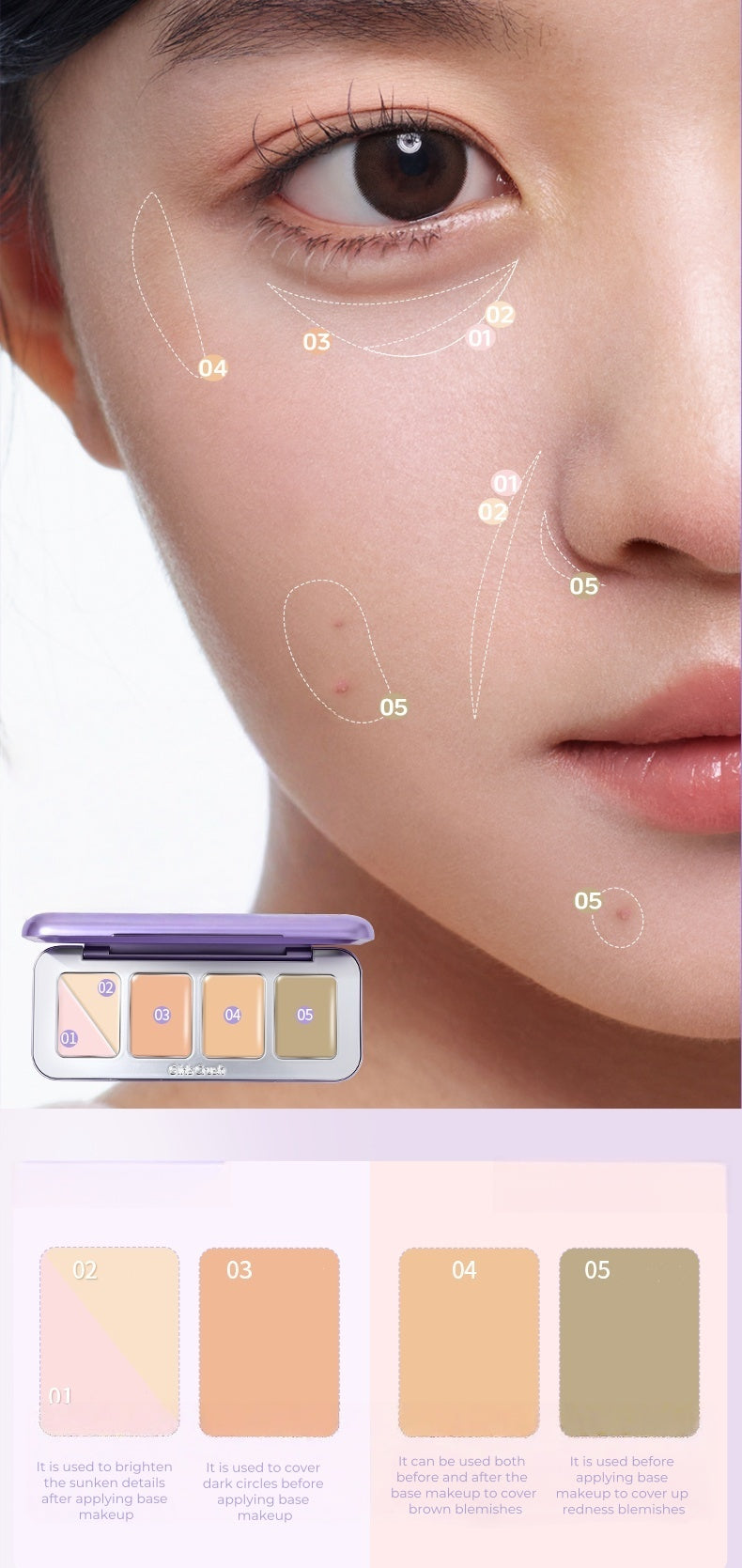 Girls Crush 5-color All-purpose Concealer Cream Palette T4727