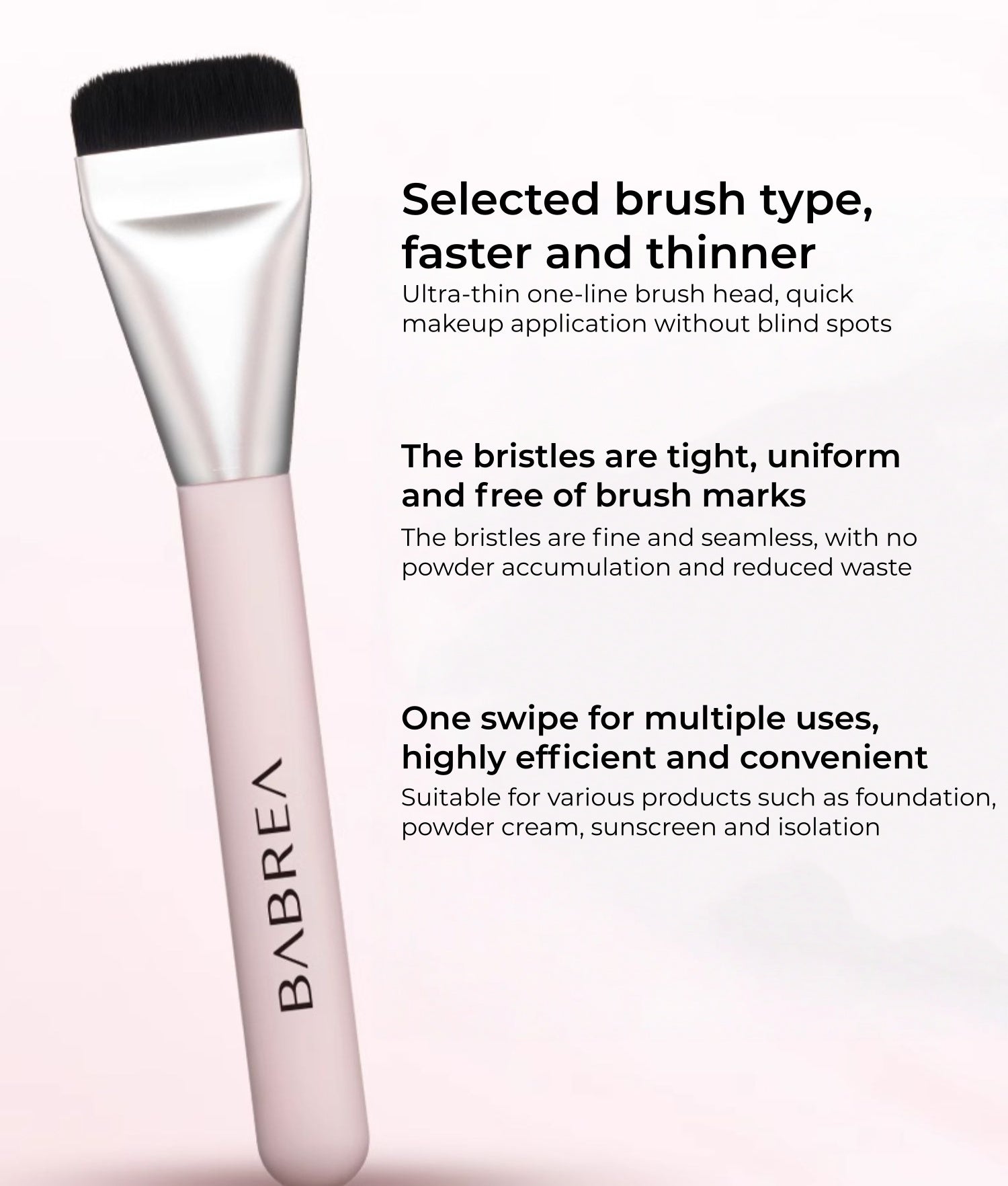 BABREA Flawless Soft Light Foundation Brush & Powder Puff Base Makeup Tool Set T5526