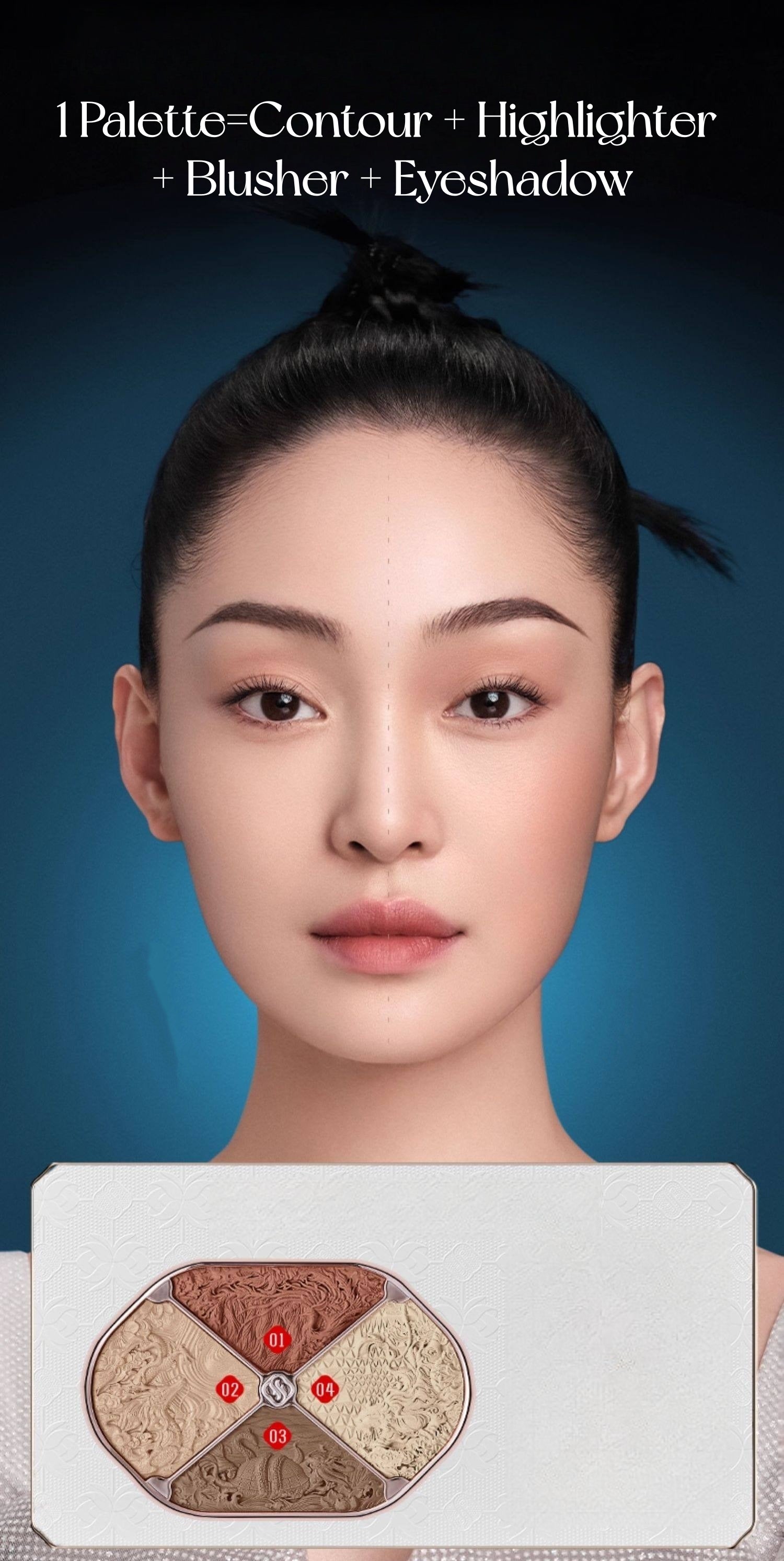 Florasis Flower Shadow Blusher & Highlighter & Contour Makeup Palette T5487