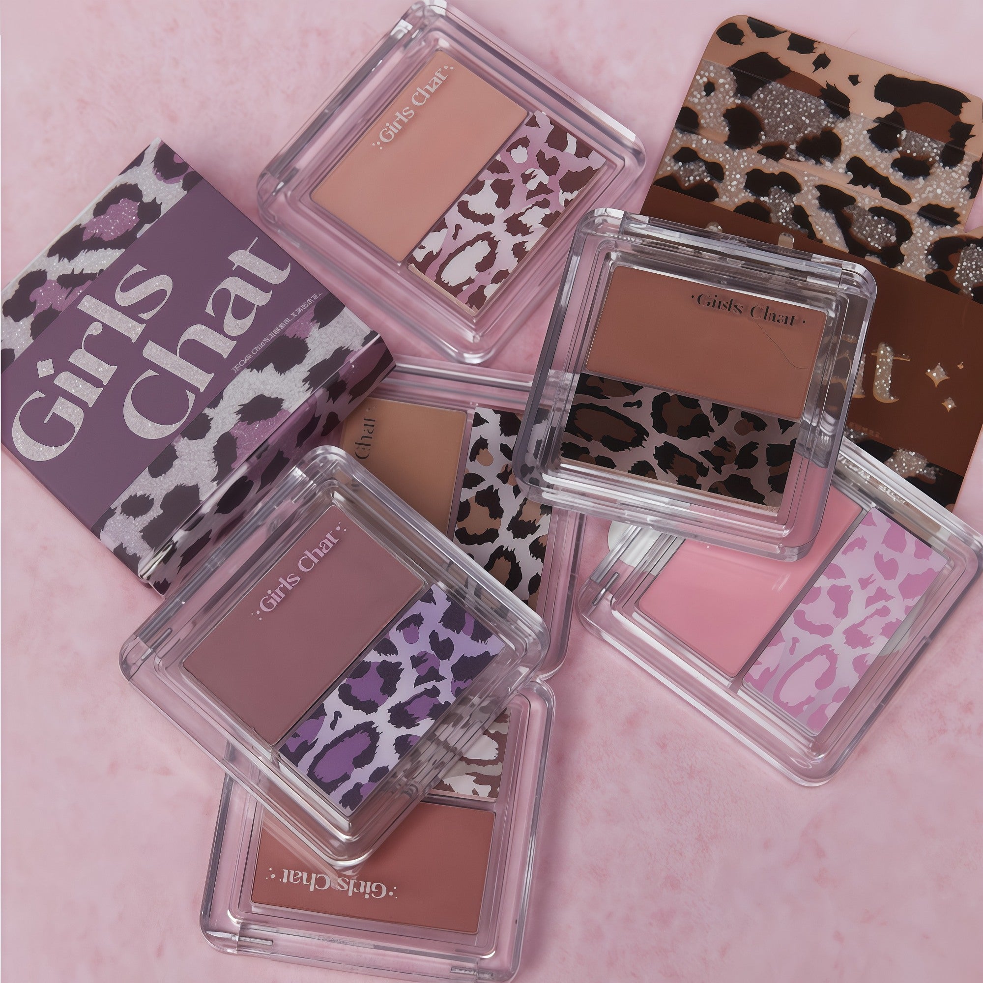 GIRLS CHAT Neon Leopard Collection Blusher & Highlighter Makeup Palette T4582