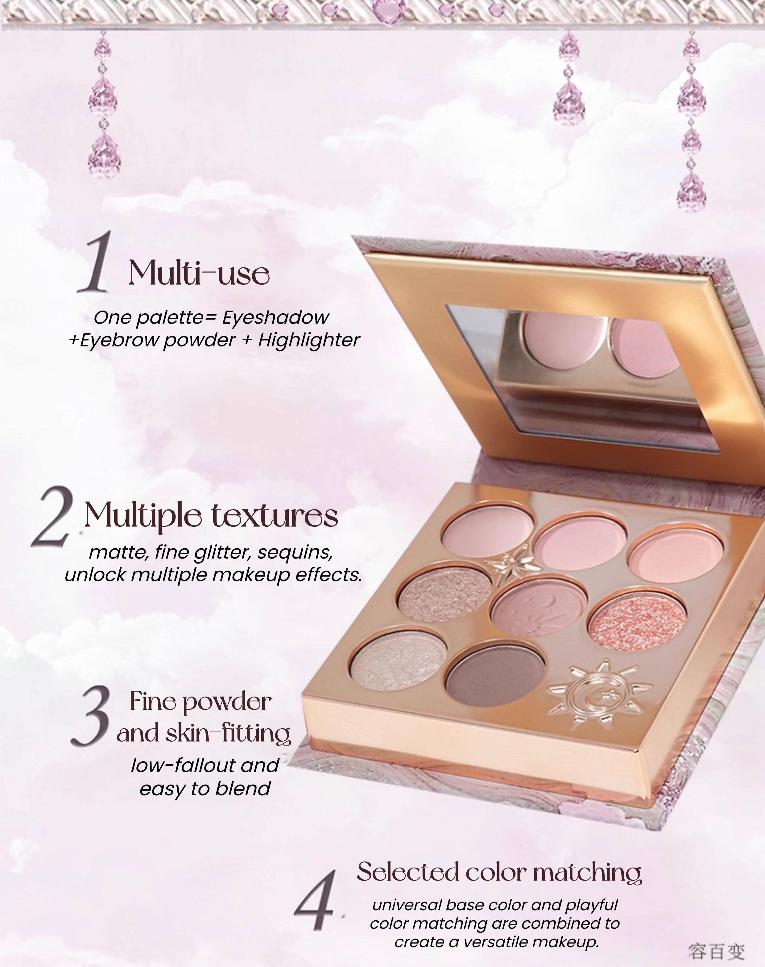 COLORROSE 8-color Dream of Three Lifetimes  Collection Multi-use Makeup Eyeshadow Palette T5585