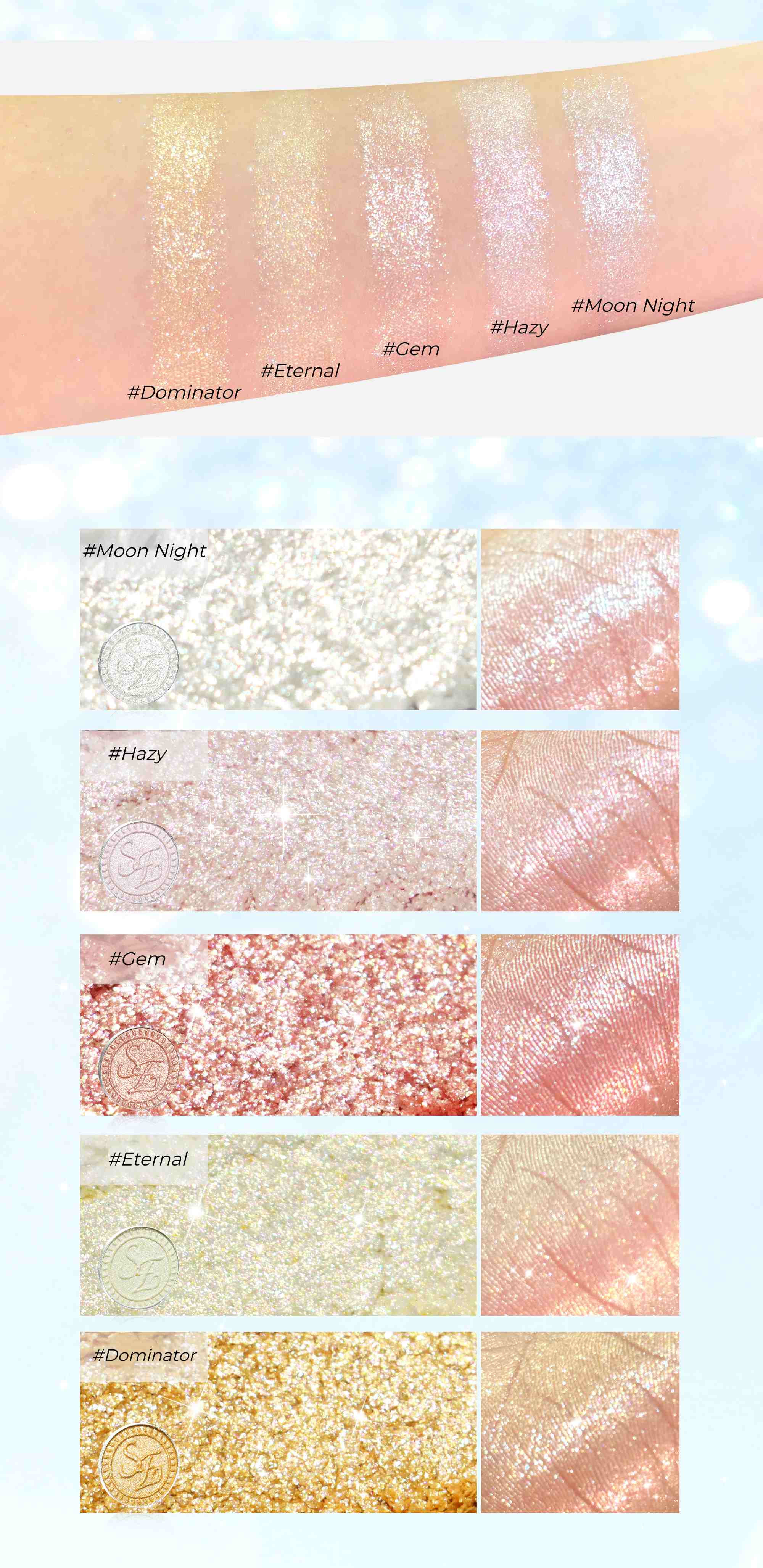SheenEffect Diamond Highlighter Single-color Eyeshadow T5789