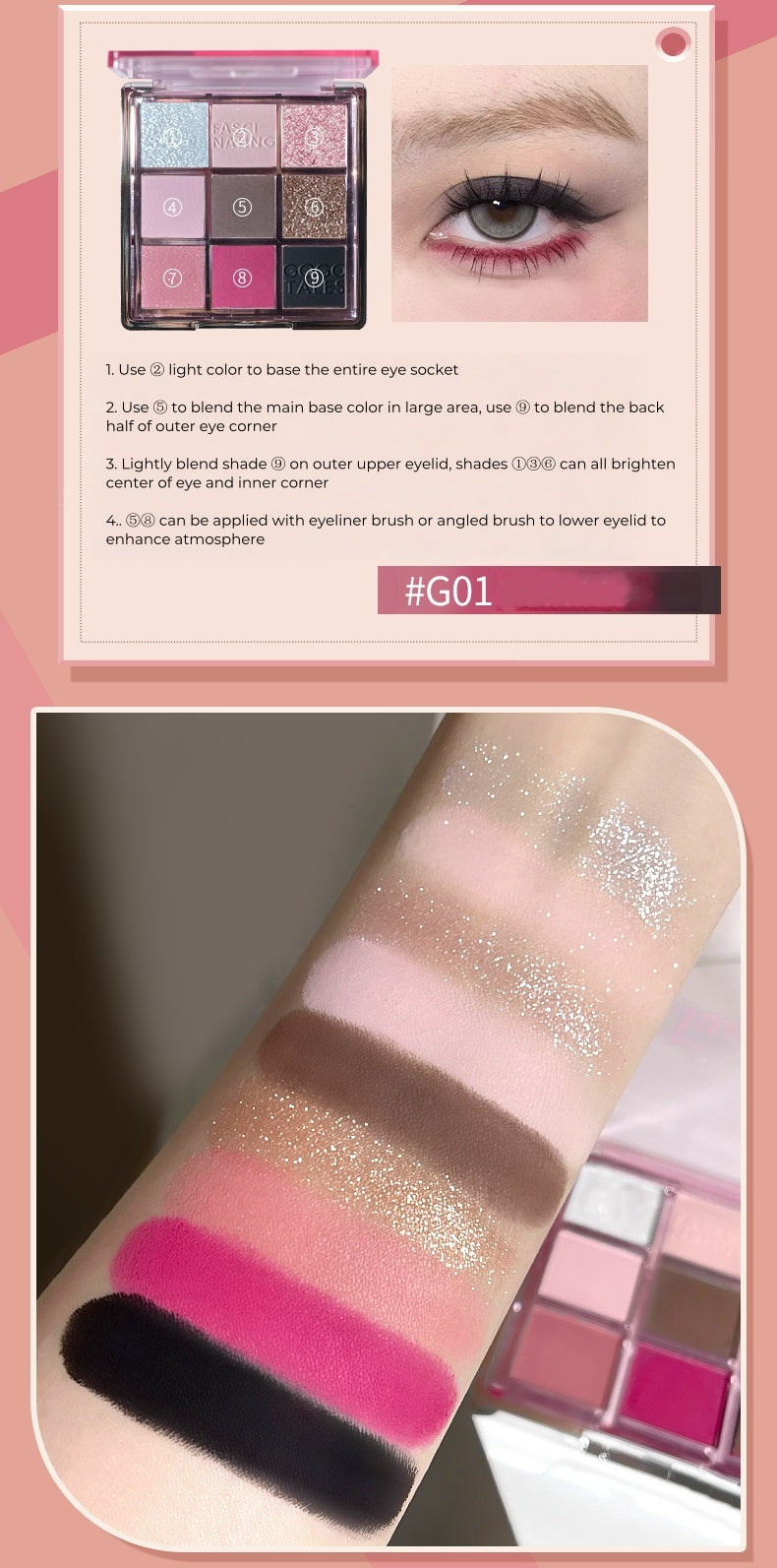 GOGO TALES Romantic Retro 9-color Smokey Eyeshadow Palette T4847