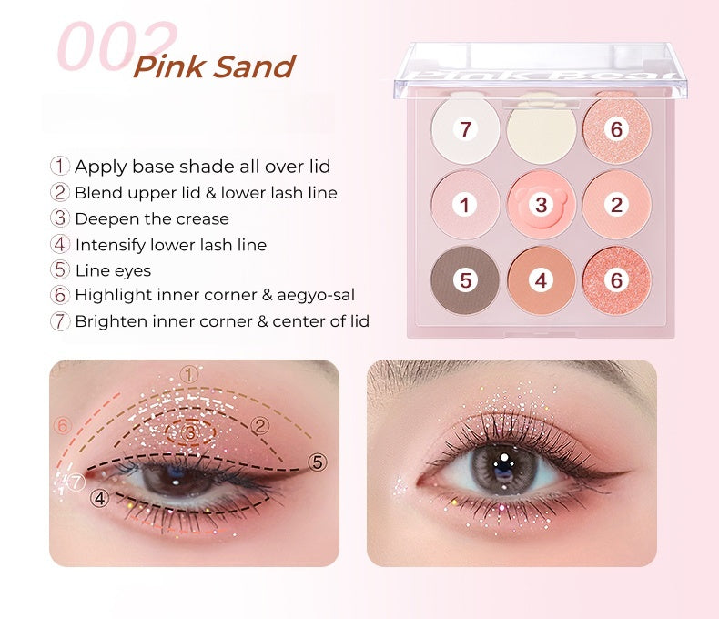 Pink Bear Energetic Girl Collection 9-color Eyeshadow Palette T4805