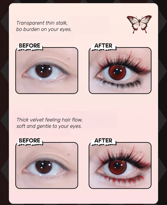 Gaoashes X Freya86 Røde &amp; Sorte Tykke Nedre Falske Øjenvipper T4612