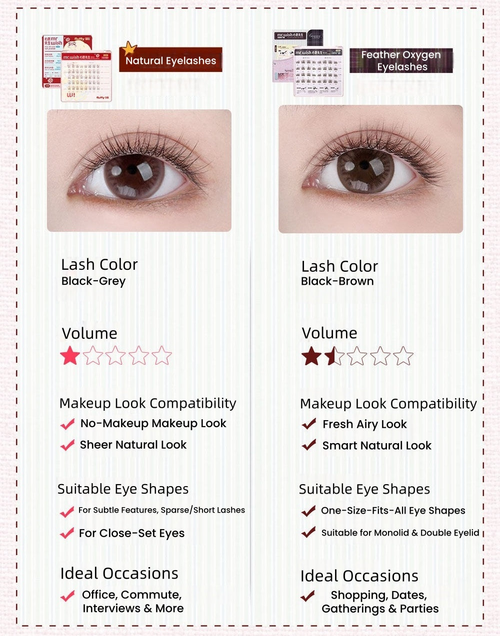 MR.WISH X Fluffy Lili Short Natural Glue-free False Eyelashes T5651