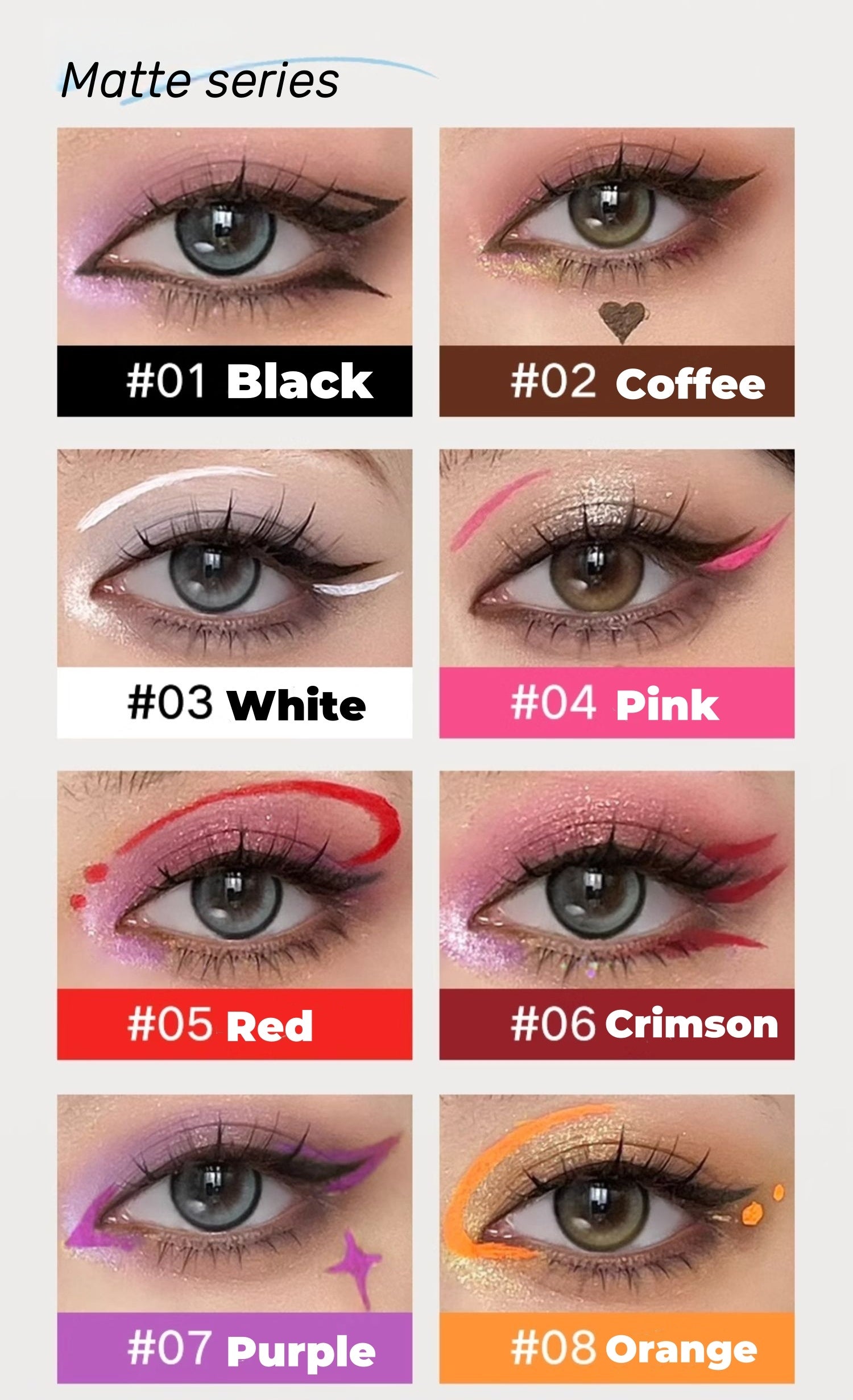 Carmela Waterproof Colorful Matte & Pearlescent Eyeliner Pen T4533