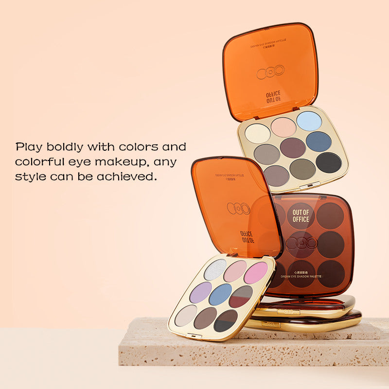 OUT-OF-OFFICE 9 Color Pearlescent Shimmer Matte Eyeshadow Palette T3759
